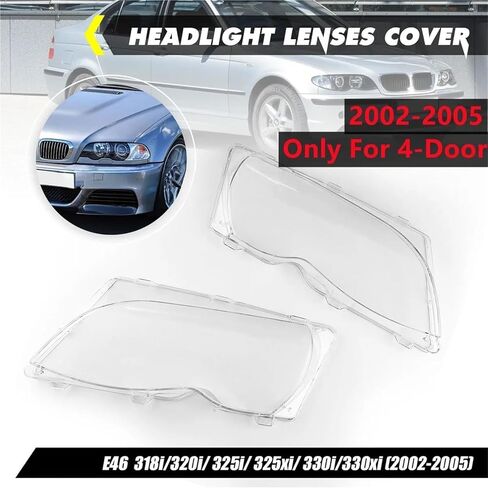 Car Headlamp Shade Headlight Cover Clear Lens Shell Compatible For BMW 3 Series E46 Facelift Touring 4 Door 2002-2005 Headlamp Cover(Pair) in Saudi Arabia