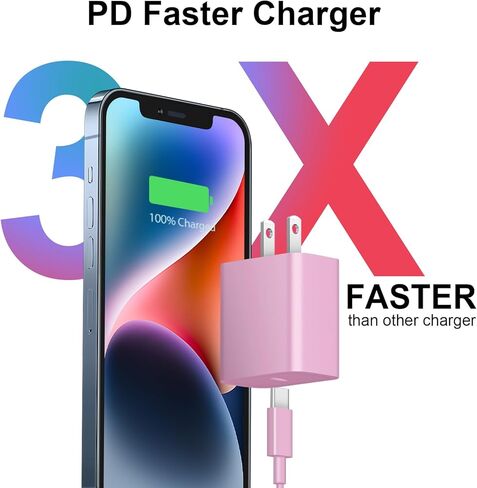 شاحن iPhone شحن سريع - معتمد من MFi - 3 عبوات شاحن فائق السرعة 20 وات USB C شاحن حائط مع كابل شحن سريع 6FT لهاتف iPhone 14 13 12 11 Plus، Pro Max، Pro/Mini/XR/iPad in Kuwait