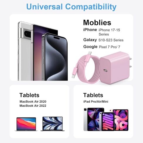 شاحن iPhone شحن سريع - معتمد من MFi - 3 عبوات شاحن فائق السرعة 20 وات USB C شاحن حائط مع كابل شحن سريع 6FT لهاتف iPhone 14 13 12 11 Plus، Pro Max، Pro/Mini/XR/iPad in Kuwait