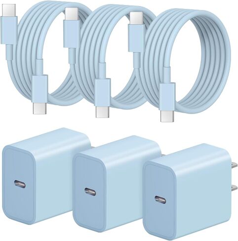 شاحن iPhone شحن سريع - معتمد من MFi - 3 عبوات شاحن فائق السرعة 20 وات USB C شاحن حائط مع كابل شحن سريع 6FT لهاتف iPhone 14 13 12 11 Plus، Pro Max، Pro/Mini/XR/iPad in Kuwait