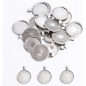 25PCS 1 Inch Round Bezel Pendant Trays, Zinc Alloy Blank Trays Bronze Pendant Trays for DIY, Craft, Photo, Jewelry in Kuwait