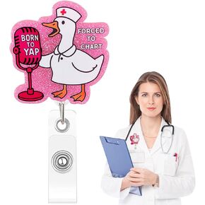 Cute Duck Nurse Badge Reel Retractable, Funny Animal Badge Holder with Metal Clip for Nurses, Medical Students, Healthcare Workers, Great Nursing Gift in Saudi Arabia