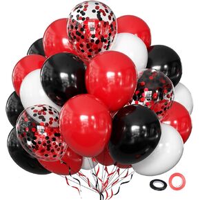 Black and Red White Balloons 50 Pack 12 Inch Latex Balloons with Confetti for Halloween Christmas Birthday Wedding New Year's Eve Valentine's Day Mother's Day Graduation Casino Party Decorations in Saudi Arabia