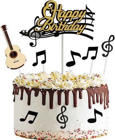 9PCS Music Cake Toppers Birthday Music Note Guitar Party Decorations in Saudi Arabia