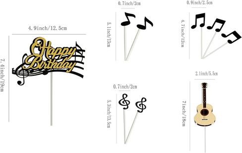 9PCS Music Cake Toppers Birthday Music Note Guitar Party Decorations in Saudi Arabia