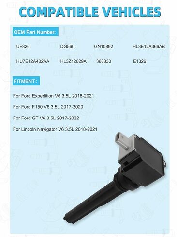 Set of 6 UF826 Ignition Coil Pack (3.5L Only) For Ford Expedition 2018-2021,F150 2017-2020, GT 2017-2022, For Lincoln Navigator 2018-2021, Replace # UF826 HL3Z12029A DG560 in Saudi Arabia