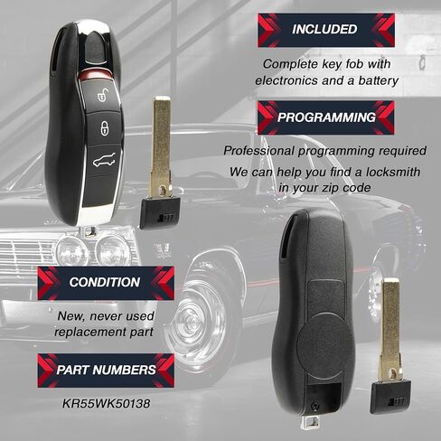 USARemote Key Fob استبدال بدون مفتاح دخول عن بعد لـ 2010 2011 2012 2013 2014 2015 2016 2017 Porsche Cayenne Cayman Macan 3-Button Smart Key Proximity (KR55WK50138) in Kuwait