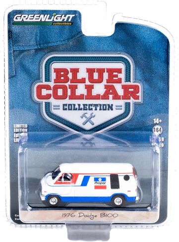 1976 B100 Van White with Red and Blue Stripes Blue Collar Collection Series 9 1/64 Diecast Model Car by Greenlight 35200 C in Saudi Arabia
