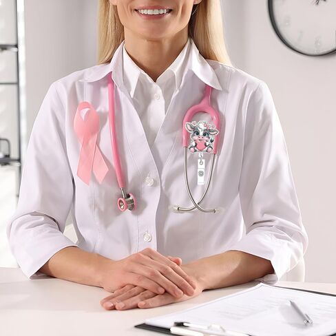 Valentines Funny Badge Reel for Nurse Cute Cow with Heart Design Retractable Alligator Acrylic Badge Clip for Nursing Holiday Badge Reel for Doctors Teacher Social Worker Business Card in Saudi Arabia