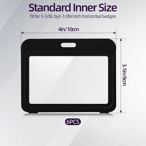 6Pcs ID Badge Holder, Hard Plastic ID Card Holder for Office,School,Credit Cards,Drivers Licenses (Horizontal) in Saudi Arabia