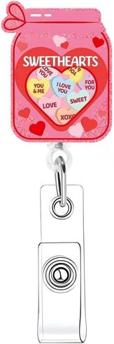 Valentines Funny Badge Reel for Nurse Cute Cow with Heart Design Retractable Alligator Acrylic Badge Clip for Nursing Holiday Badge Reel for Doctors Teacher Social Worker Business Card in Saudi Arabia