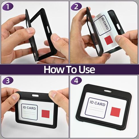 6Pcs ID Badge Holder, Hard Plastic ID Card Holder for Office,School,Credit Cards,Drivers Licenses (Horizontal) in Saudi Arabia