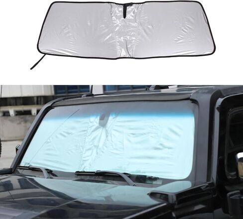 PIUGILH Windshield Sunshade with Storage Pouch Compatible with Hummer H3 2005-2009, Front Window Sun Visor Shield Foldable Reflective Cover (Silver) in Saudi Arabia