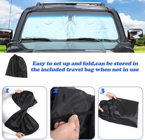 PIUGILH Windshield Sunshade with Storage Pouch Compatible with Hummer H3 2005-2009, Front Window Sun Visor Shield Foldable Reflective Cover (Silver) in Saudi Arabia