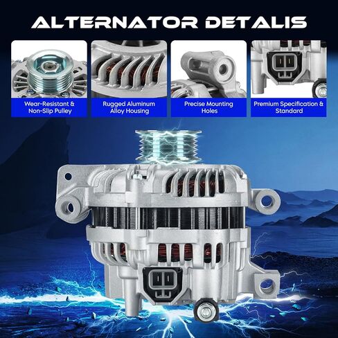13996 New Alternators 2.3 2.3L for Mazda 6 2003-2005, 90Amp 12V, 6-Groove Pulley, Automotive Alternator Replaces 400-48048, LF18-18-300, LFY8-18-300R in Saudi Arabia