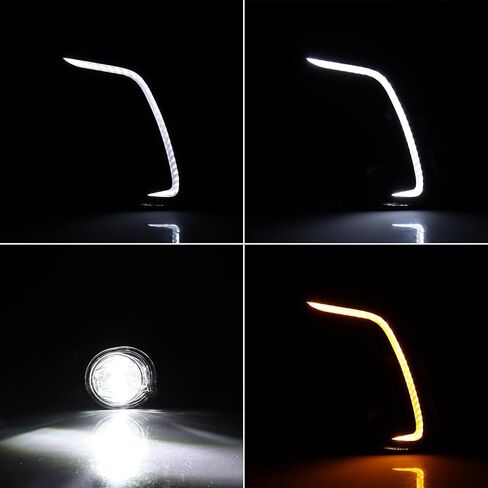مجموعة مصابيح الضباب LED الكاملة مع الإطار، والأقواس، والمفاتيح، والأسلاك والصمامات - إشارة تسلسلية بيضاء DRL وكهرمان - متوافقة مع 2024 2025 Toyota Grand Highlander XLE Limited Platinum Hybrid in Saudi Arabia
