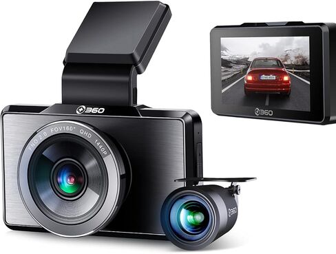 360 HK30 Dash Cam Front and Rear,160° Wide Angle, Color Night Vision, Premium Front 2K FHD Rear 1080P Dual Camera, 24hr Motion Detection Parking Mode, Loop Recording, Black in Saudi Arabia