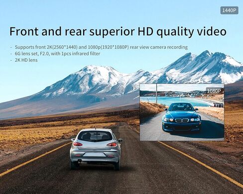 360 HK30 Dash Cam Front and Rear,160° Wide Angle, Color Night Vision, Premium Front 2K FHD Rear 1080P Dual Camera, 24hr Motion Detection Parking Mode, Loop Recording, Black in Saudi Arabia