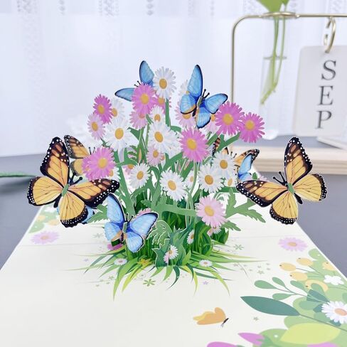 Pop Up 3D Card Butterfly And Daisy With Envelope Note Tag Happy Anniversary Cards Birthday For Women in Saudi Arabia