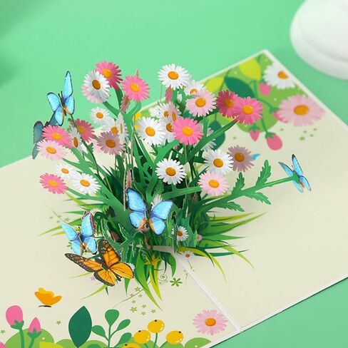 Pop Up 3D Card Butterfly And Daisy With Envelope Note Tag Happy Anniversary Cards Birthday For Women in Saudi Arabia