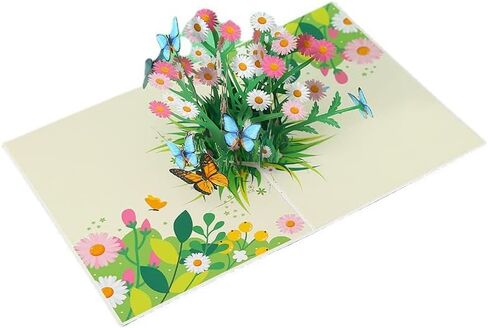 Pop Up 3D Card Butterfly And Daisy With Envelope Note Tag Happy Anniversary Cards Birthday For Women in Saudi Arabia