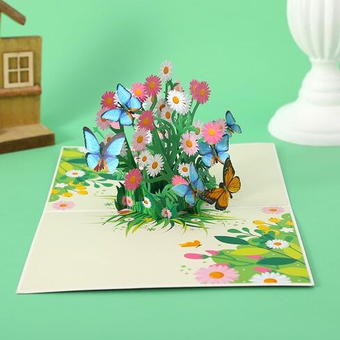 Pop Up 3D Card Butterfly And Daisy With Envelope Note Tag Happy Anniversary Cards Birthday For Women in Saudi Arabia