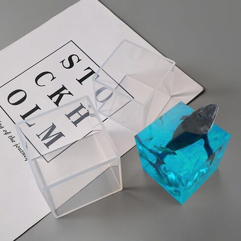 5PCS - 5, 4, 3 ", 2 ", 1.5 ", 1 "Transparent Silicone Cube molds for Resin Casting, Large deep Square epoxy Resin molds in Saudi Arabia