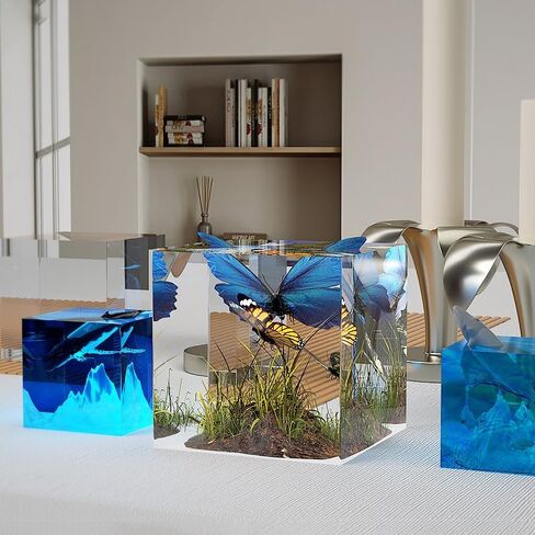 5PCS - 5, 4, 3 ", 2 ", 1.5 ", 1 "Transparent Silicone Cube molds for Resin Casting, Large deep Square epoxy Resin molds in Saudi Arabia