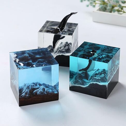 5PCS - 5, 4, 3 ", 2 ", 1.5 ", 1 "Transparent Silicone Cube molds for Resin Casting, Large deep Square epoxy Resin molds in Saudi Arabia