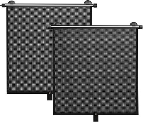 2 Pack Retractable Car Shades for Side Windows - Window Sun Shade for Car with Strong Suction Cups | Roller Shades UV Heat Block Sun Shade for Cars House Office Window (L:19.6"x19.6") in Saudi Arabia