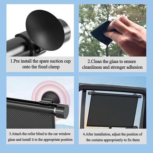 2 Pack Retractable Car Shades for Side Windows - Window Sun Shade for Car with Strong Suction Cups | Roller Shades UV Heat Block Sun Shade for Cars House Office Window (L:19.6"x19.6") in Saudi Arabia