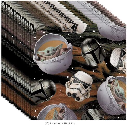 لوازم حفلات أعياد الميلاد السعيدة للأطفال من بيبي يودا ماندالوريان، تكفي 8 أشخاص، ديكور وأدوات طعام مع أطباق ومناديل وملصقات وقائمة تخطيط الحفلات in Kuwait