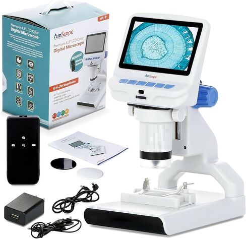 AmScope - 4.3 inch Premium 1080P HD Portable LCD Digital Color Microscope with Dual-LED Illumination - DM140 in Saudi Arabia