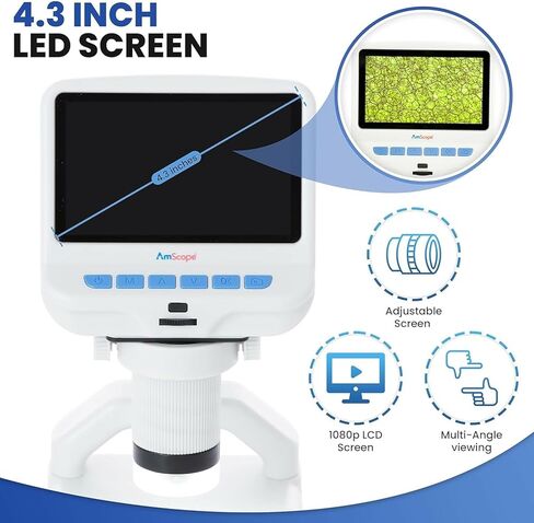 AmScope - 4.3 inch Premium 1080P HD Portable LCD Digital Color Microscope with Dual-LED Illumination - DM140 in Saudi Arabia