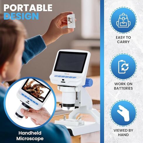 AmScope - 4.3 inch Premium 1080P HD Portable LCD Digital Color Microscope with Dual-LED Illumination - DM140 in Saudi Arabia