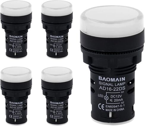 Baomain LED Indicator Pilot Light AD16 L22 AC/DC 12V 20mA Green Red Yellow Indicator lamp 3 Pieces in Saudi Arabia
