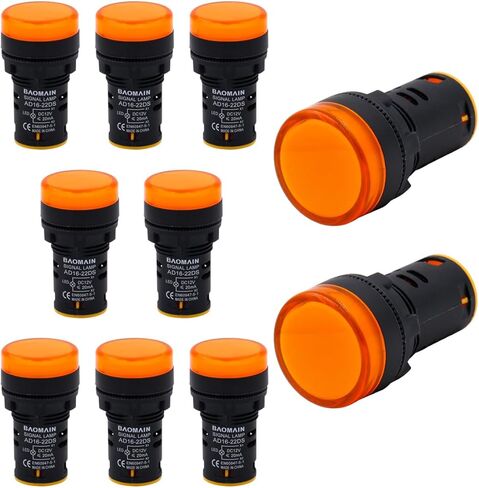 Baomain LED Indicator Pilot Light AD16 L22 AC/DC 12V 20mA Green Red Yellow Indicator lamp 3 Pieces in Saudi Arabia