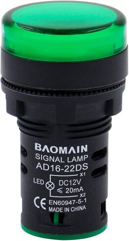 Baomain LED Indicator Pilot Light AD16 L22 AC/DC 12V 20mA Green Red Yellow Indicator lamp 3 Pieces in Saudi Arabia