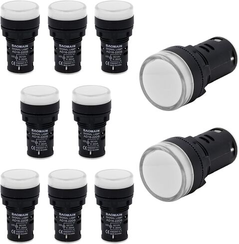 Baomain LED Indicator Pilot Light AD16 L22 AC/DC 12V 20mA Green Red Yellow Indicator lamp 3 Pieces in Saudi Arabia
