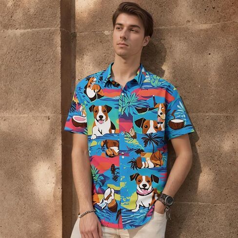 Men's Hawaiian Shirt Tops Vintage Short Sleeve Button Down Beach Shirt Male Tropical Floral Summer Pullover Party Holiday in Kuwait