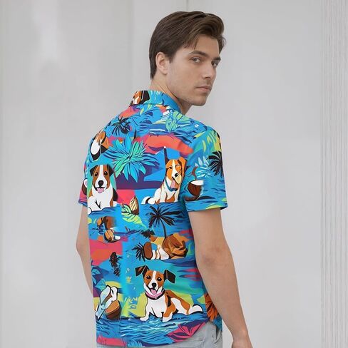 Men's Hawaiian Shirt Tops Vintage Short Sleeve Button Down Beach Shirt Male Tropical Floral Summer Pullover Party Holiday in Kuwait