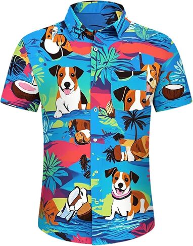 Men's Hawaiian Shirt Tops Vintage Short Sleeve Button Down Beach Shirt Male Tropical Floral Summer Pullover Party Holiday in Kuwait
