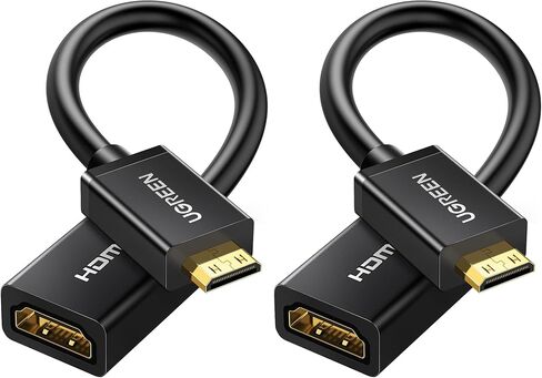 محول HDMI صغير إلى HDMI من UGREEN، كابل HDMI إلى HDMI أنثى صغير 4K متوافق مع شاشة Raspberry Pi Zero المحمولة وكاميرا DSLR وكاميرا الفيديو وبطاقة الفيديو والكمبيوتر المحمول Pico Projector Tablet 1.6FT in Kuwait
