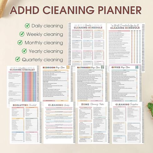 ADHD Cleaning Planner, Daily Weekly Monthly Household Cleaning Planner Schedule & Checklist Organizer, Stress-Free adhd Cleaning System for ADHD Minds with Reusable Pages in Saudi Arabia