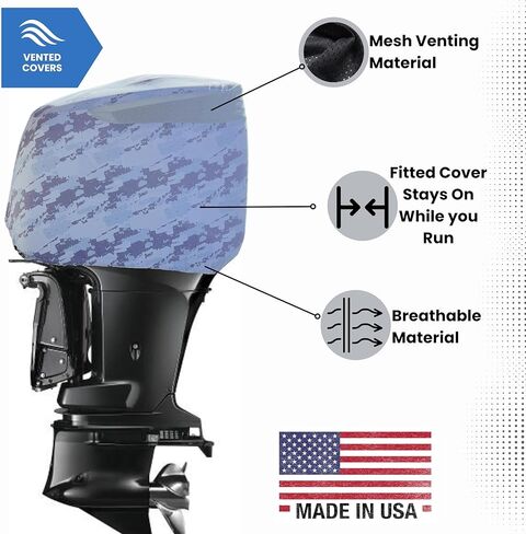 Blue Digital Camo Outboard Motor Cover for Mercury 75-115 HP 4 Stroke (2015-Present) | Made in USA to Stay on While You Run! | 114E in Saudi Arabia