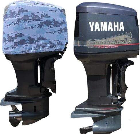 Blue Digital Camo Outboard Motor Cover for Mercury 75-115 HP 4 Stroke (2015-Present) | Made in USA to Stay on While You Run! | 114E in Saudi Arabia