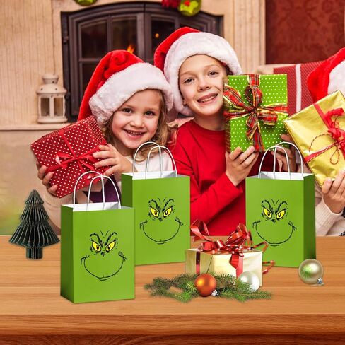 24 قطعة من أكياس هدايا عيد الميلاد من Reyust، أكياس ورقية لعيد الميلاد من Whoville، حقائب هدايا لشخصيات كرتونية مضحكة مع مقابض، حقائب هدايا Goody قابلة لإعادة الاستخدام، لوازم حفلات العطلات لتغليف الهدايا in Kuwait
