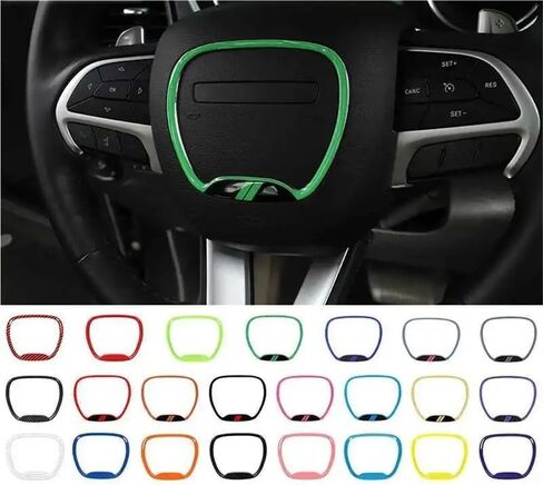 Car Steering Wheel Stickers Decoration Covers Trim Compatible With Dodge Challenger/Charger 2015 Up ABS Car Interior Accessories(Pink 2) in Saudi Arabia
