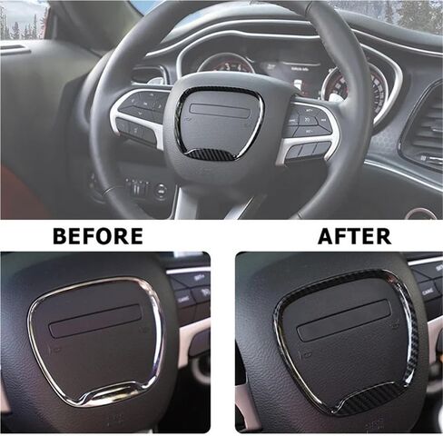 Car Steering Wheel Stickers Decoration Covers Trim Compatible With Dodge Challenger/Charger 2015 Up ABS Car Interior Accessories(Pink 2) in Saudi Arabia