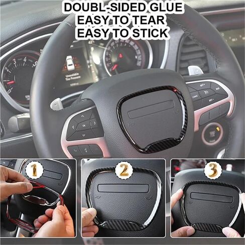 Car Steering Wheel Stickers Decoration Covers Trim Compatible With Dodge Challenger/Charger 2015 Up ABS Car Interior Accessories(Pink 2) in Saudi Arabia